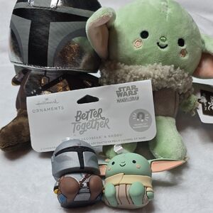 Hallmark Mandalorian and Grogu Plush and Ornament Set - Green and Gray